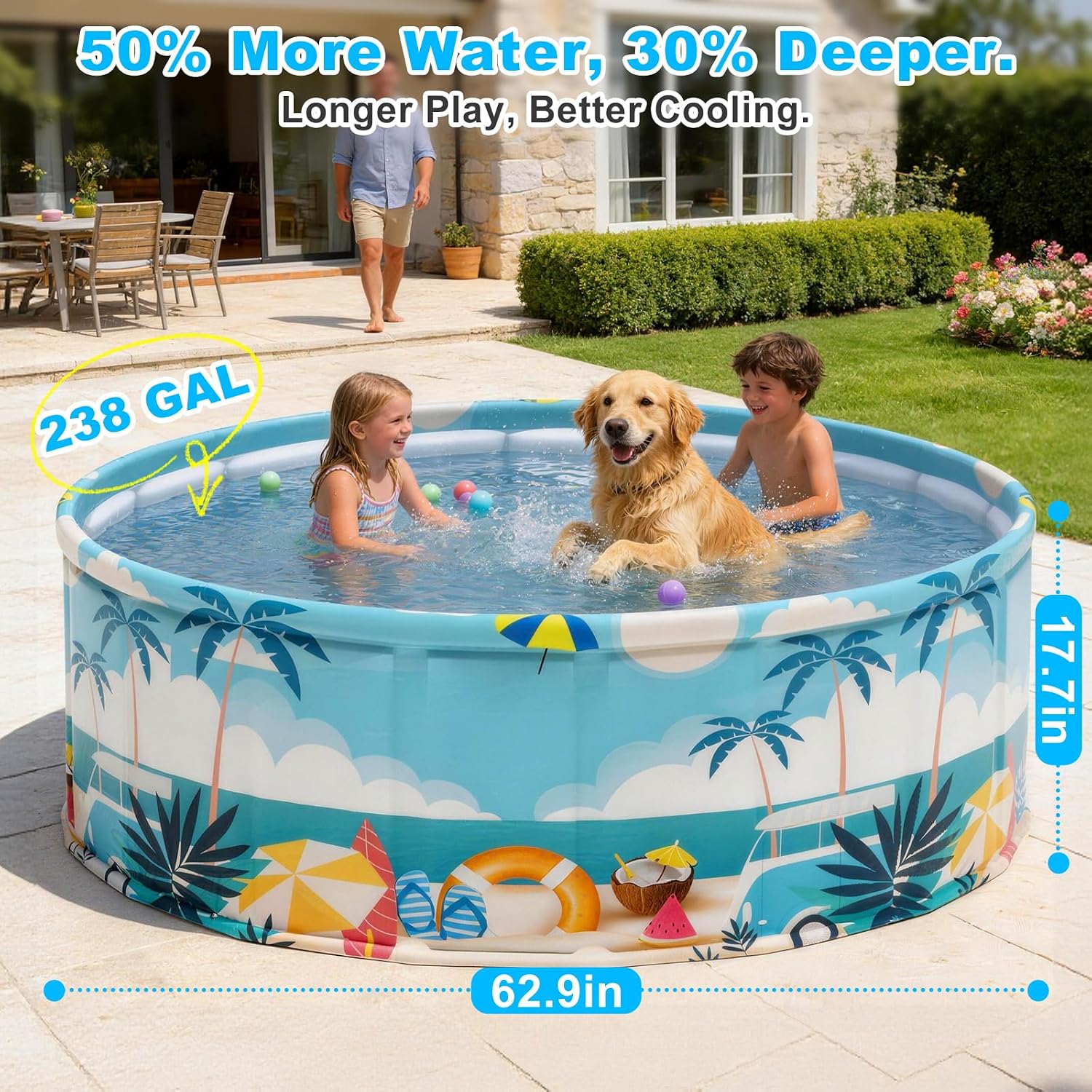 Thumbnail 1 de Foldable Swimming Pool for Kids 62.9" x 17.7" — Large, Portable, and Multi-Purpose