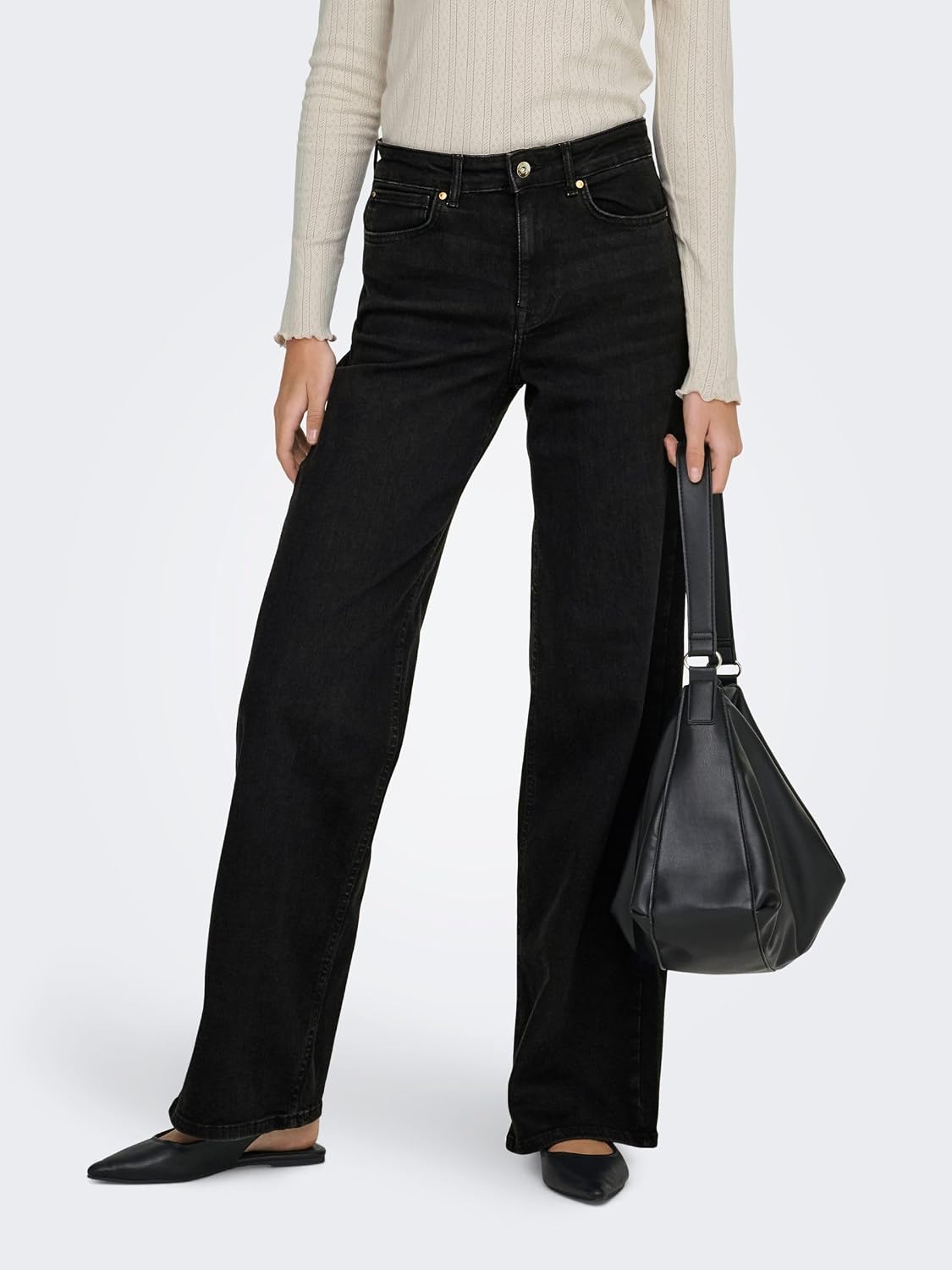 Detalle de ONLY Jeans mit weitem Bein ONLMADISON Hohe Taille – Damenjeans