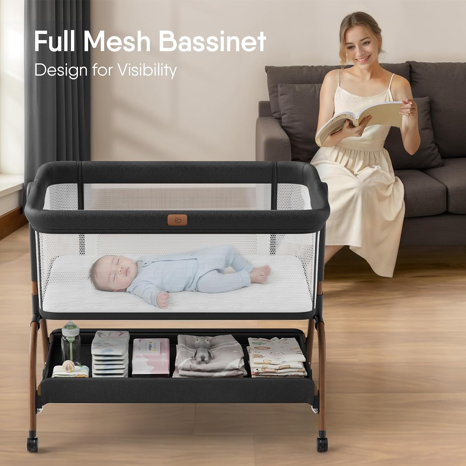 Detalle de BabyBond Bedside Bassinet, 3-in-1