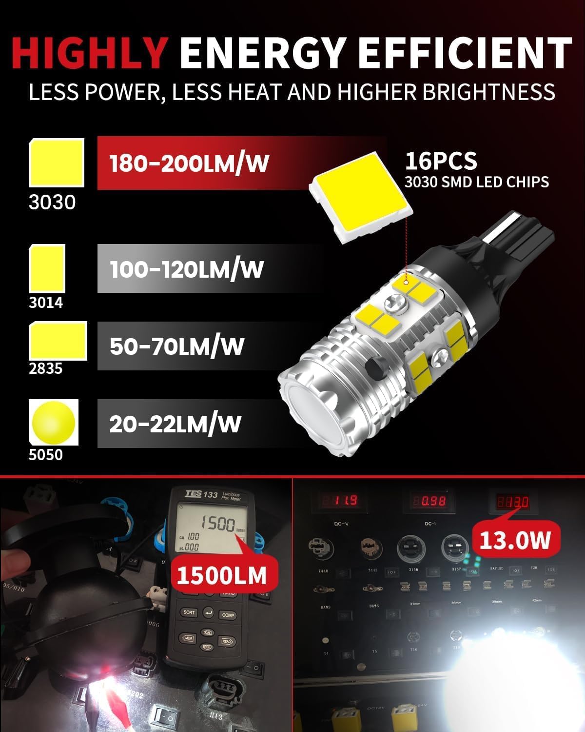 Thumbnail 4 de LASFIT 921 LED 6000K Backup Light Bulbs 2pcs