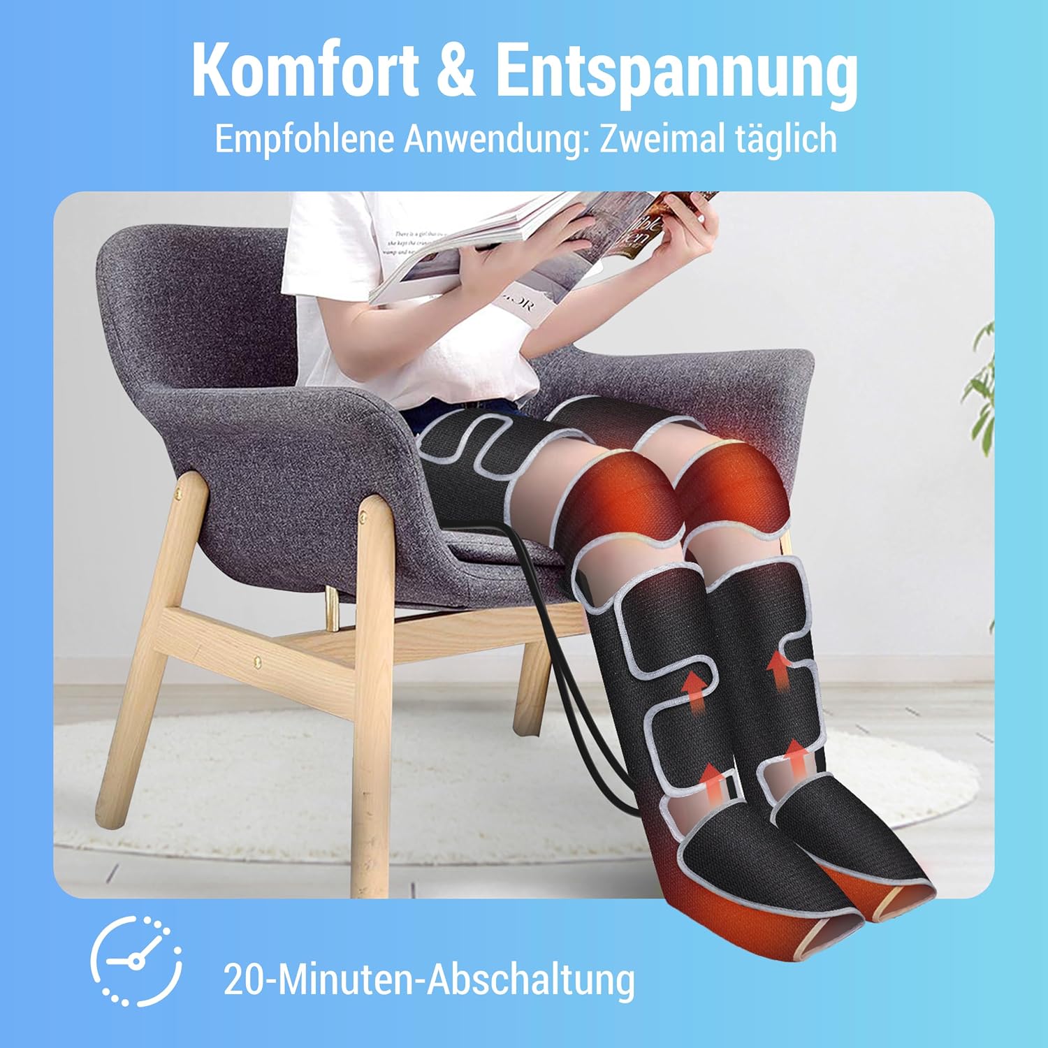 Thumbnail 5 de COMFIER Beinmassagegerät mit Kompression & Wärme für Waden, Knie und Fuß – 3 Heizstufen, 3 Intensitäten
