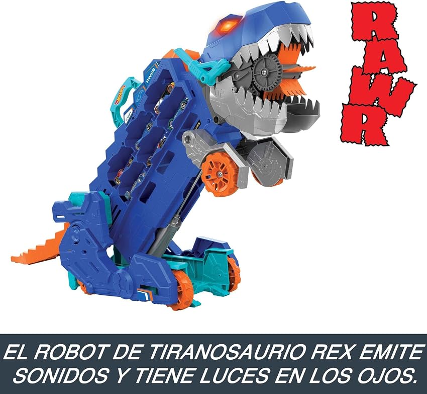 Thumbnail 4 de Hot Wheels City HNG50 Camión T‑Rex con pista y 2 coches