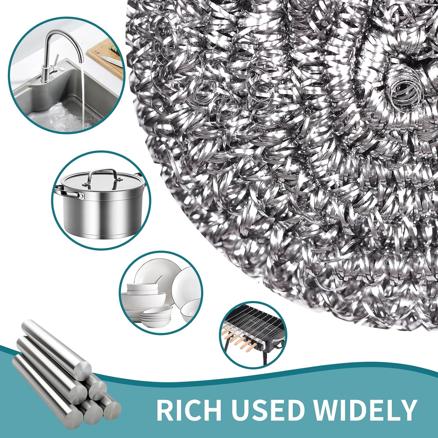 Thumbnail 3 de 12Pcs Stainless Steel Wool Scrubber Pads — Heavy-Duty Kitchen Cleaners for Dishes, Pans, Ovens & Grills