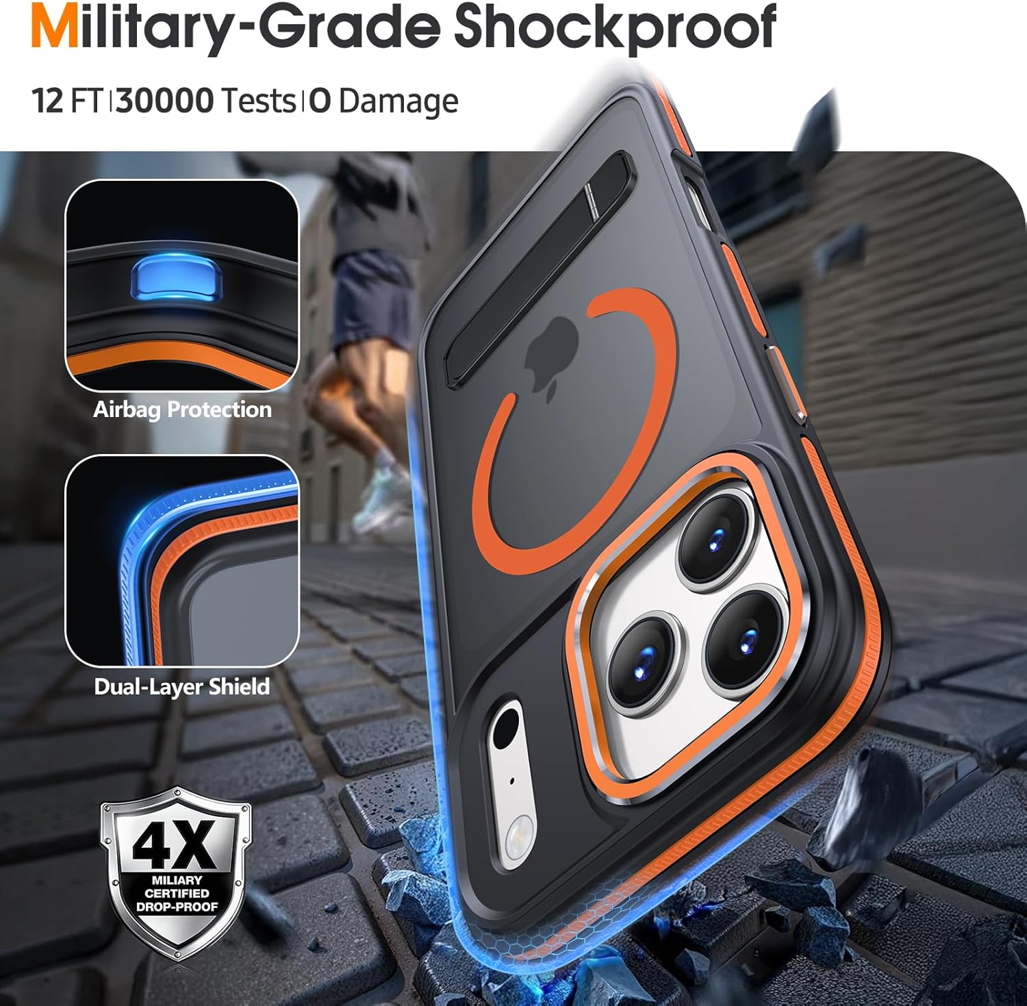 Thumbnail 5 de Misscase iPhone 17 Pro Case with Stand and MagSafe — Orange