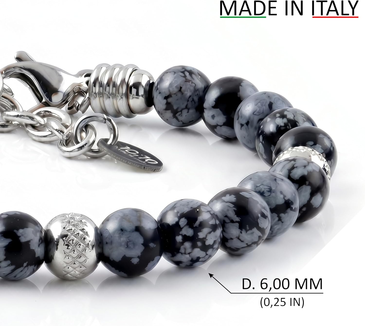 Thumbnail 1 de 10:10 Bracciale ossidiana 6 mm