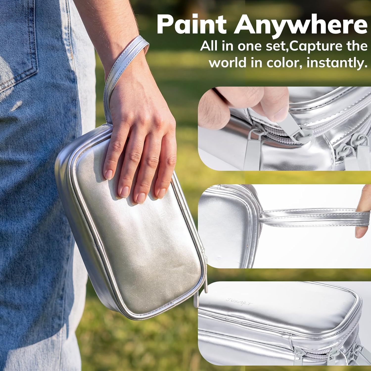 Thumbnail 4 de JusArt 100 Farben Aquarellfarben-Set – Reise-Set mit Handtasche, Metallic-Farbe und umfangreichem Zubehör