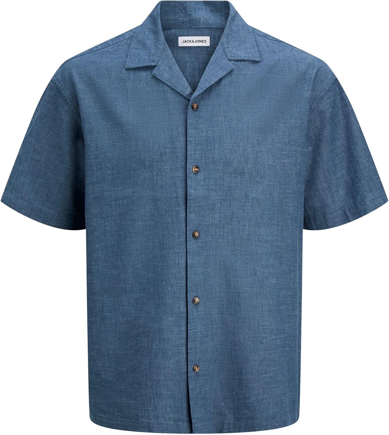 Detalle de JACK & JONES Shirt Jjesummer Linen Blend Resort – Camicia estiva da uomo, taglio lungo