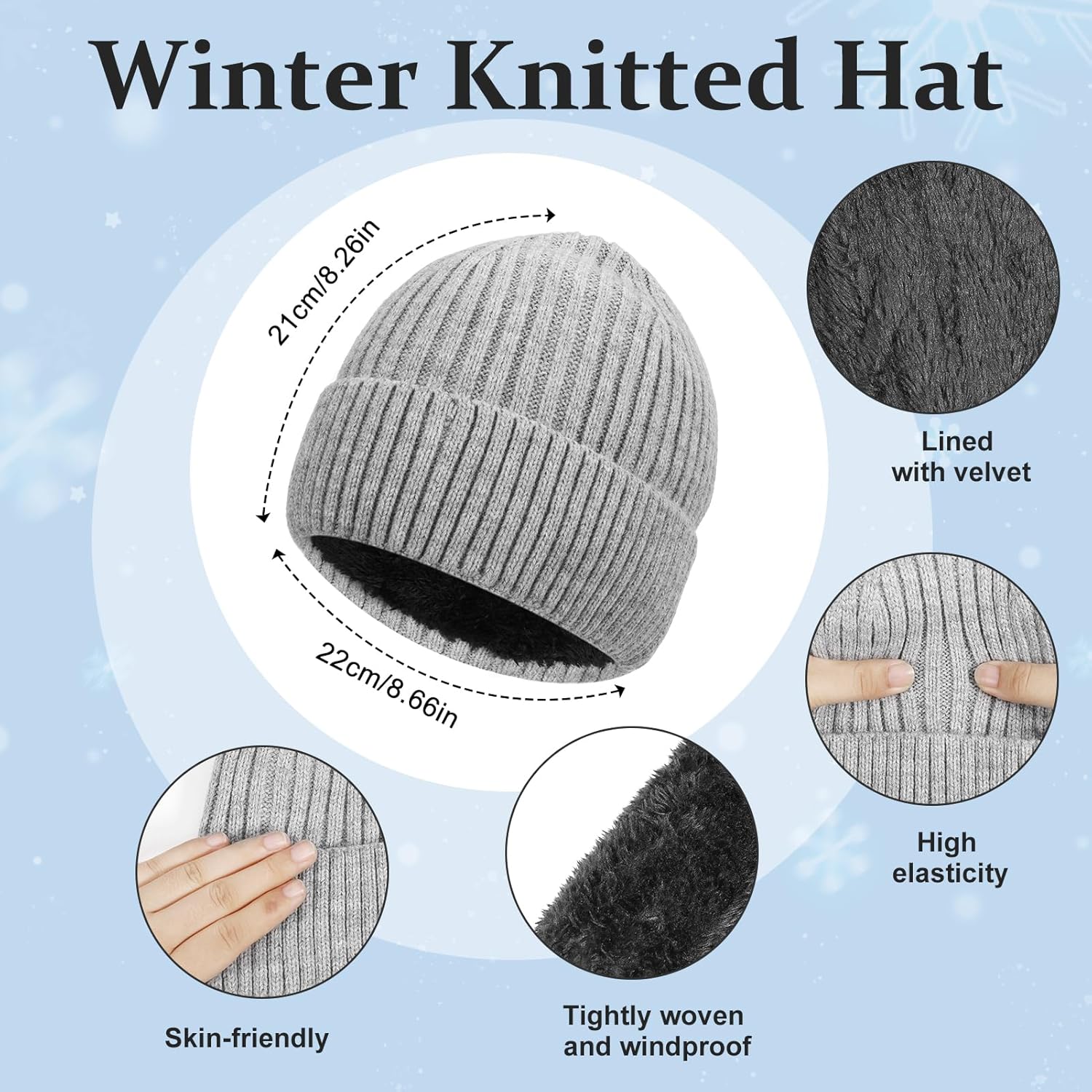 Detalle de GSrenyu Knitted Hat Scarf and Gloves Set 4‑piece
