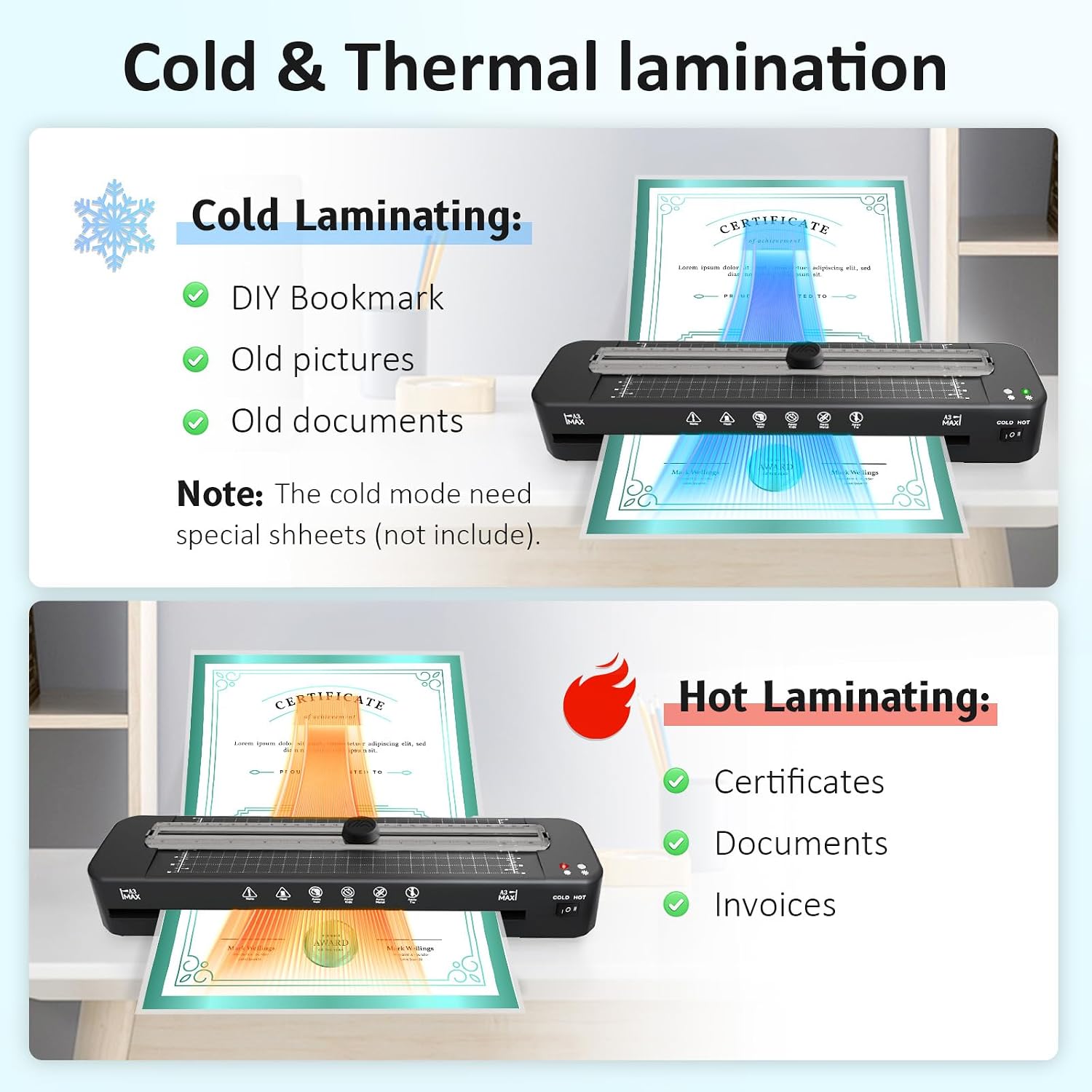 Detalle de A3 Laminator Machine with 30 Sheets 95s