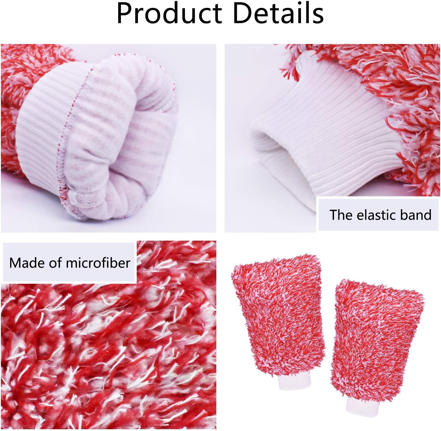 Detalle de Mokani Microfiber Car Wash Mitts (2 Sets) – Scratch-Free, Ultra-Absorbent Cleaning Gloves