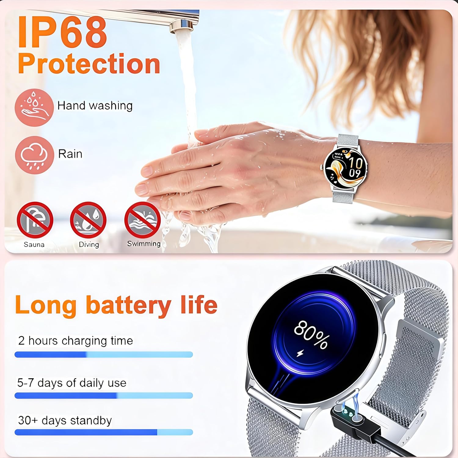 Thumbnail 5 de Montre Connectée Femme avec Appel Bluetooth et Suivi Santé – 1,32'', 120+ Modes Sport