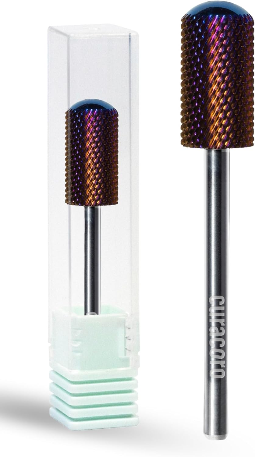Curacoro Embouts de ponceuse 3/32'' en carbure — forme L et grain moyen pour finition d’ongles en gel ou acrylique