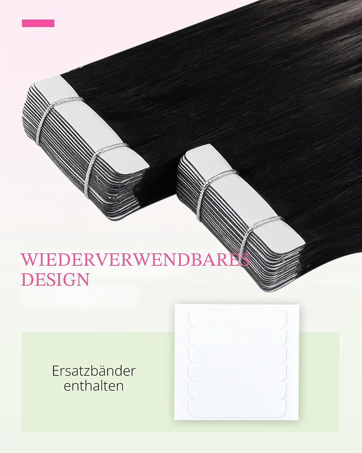 Thumbnail 6 de YoungSee Tape Extensions Echthaar Ombre – 60 cm, Remy Echthaar, 50 g, 1B/S/1B