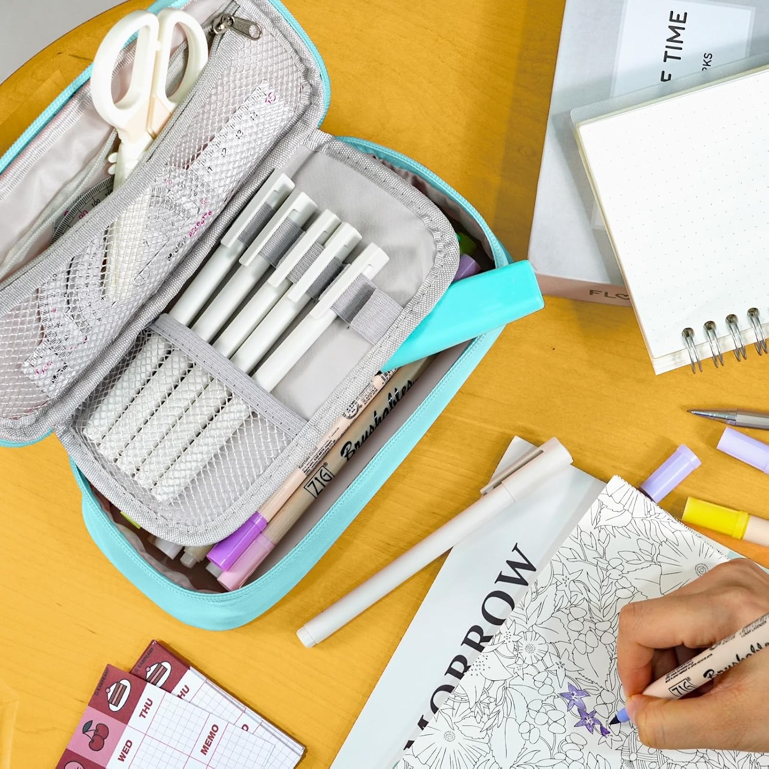Detalle de Wonsar Federmäppchen Mäppchen Federtasche Etui 4 Fach – Kompakt, robust und vielseitig