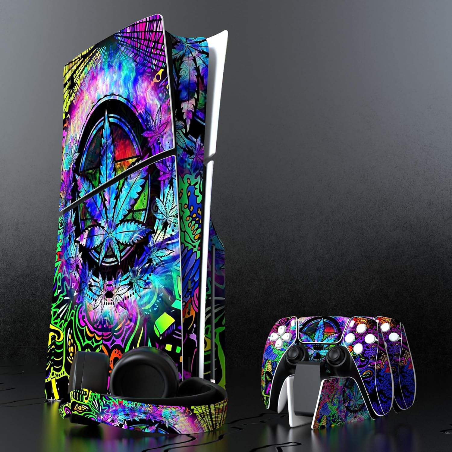 Thumbnail 4 de PlayVital Psychedelic Leaf skin for PS5 Slim