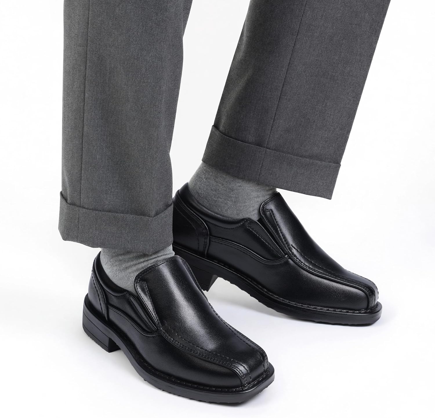 Detalle 2 de Bruno Marc Boys’ Slip-On Dress Loafers with Square Toe and TPR Outsole