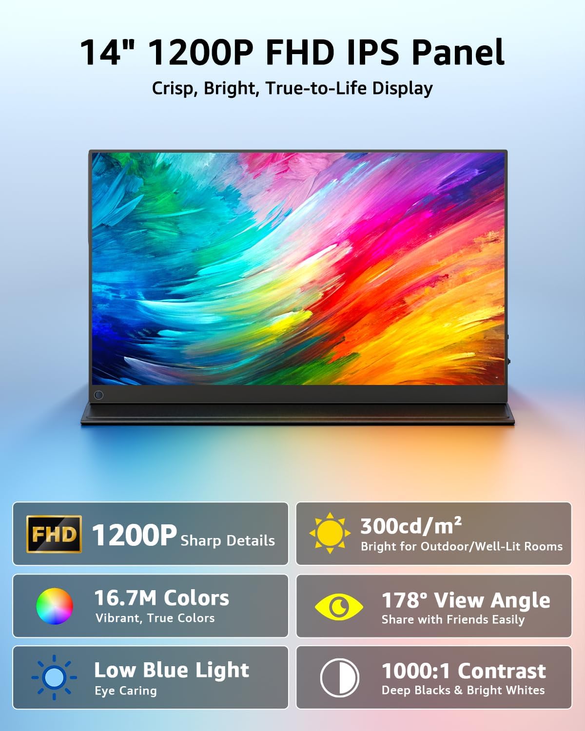 Thumbnail 4 de Yodoit Portabler Monitor 14" – Full HD 1920×1200, 100% sRGB, USB-C/HDMI, inklusive Schutzhülle und Lautsprecher
