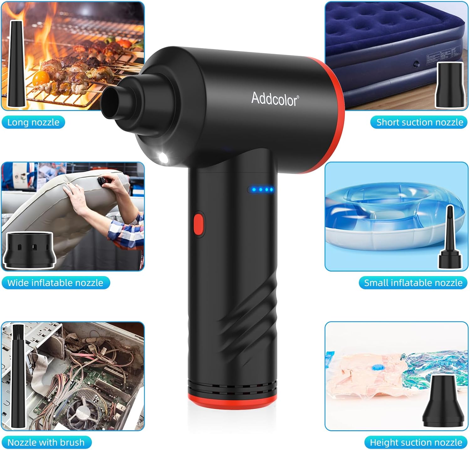 Thumbnail 4 de ADDCOLOR AD-38 Air Duster ricaricabile 6000 mAh con 3 velocità e LED