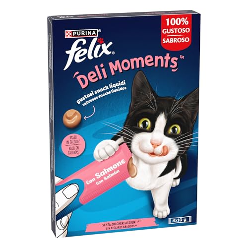 Detalle de Purina Felix DeliMoments Snack líquido Salmón 11x10 g 🐱