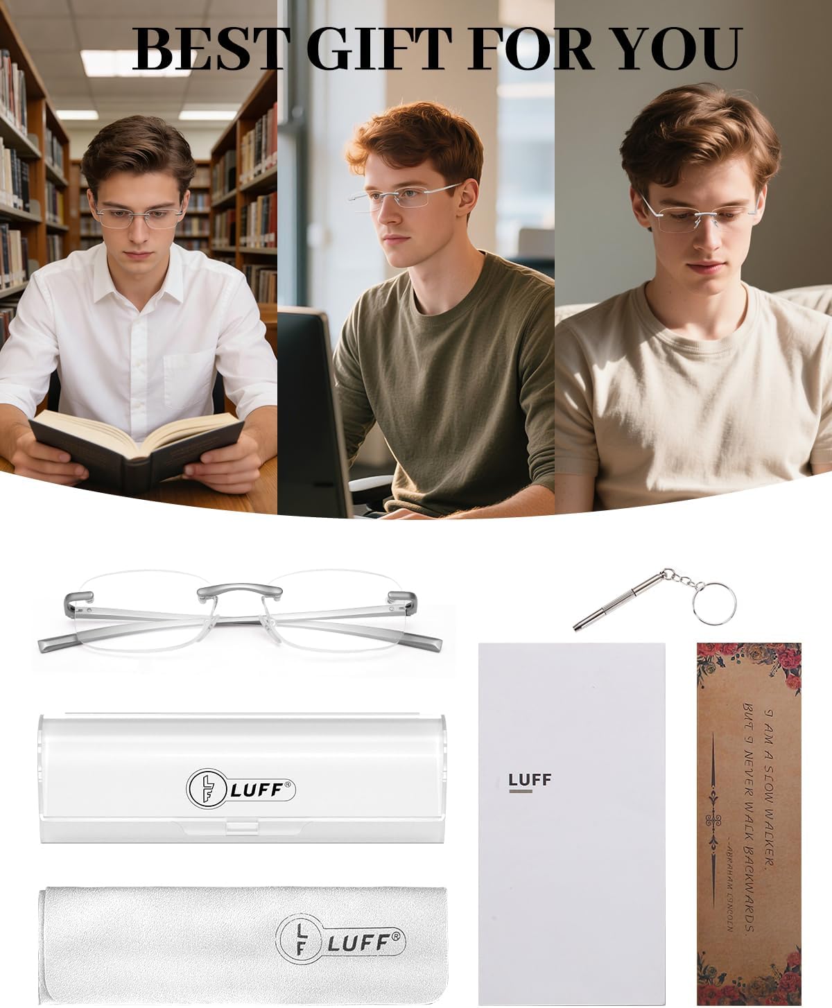Thumbnail 6 de LUFF Lunettes de lecture sans monture rétro métal à charnière ressort