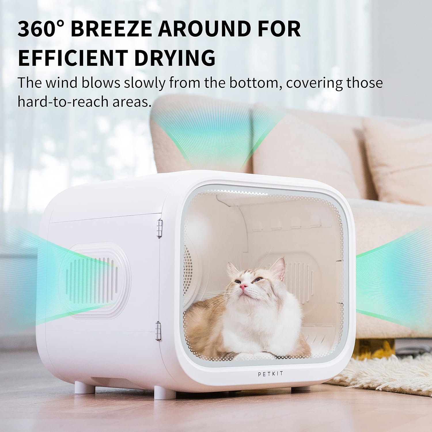 Detalle 2 de PETKIT Airsalon Max automatic pet hair dryer box with app control, 60L capacity
