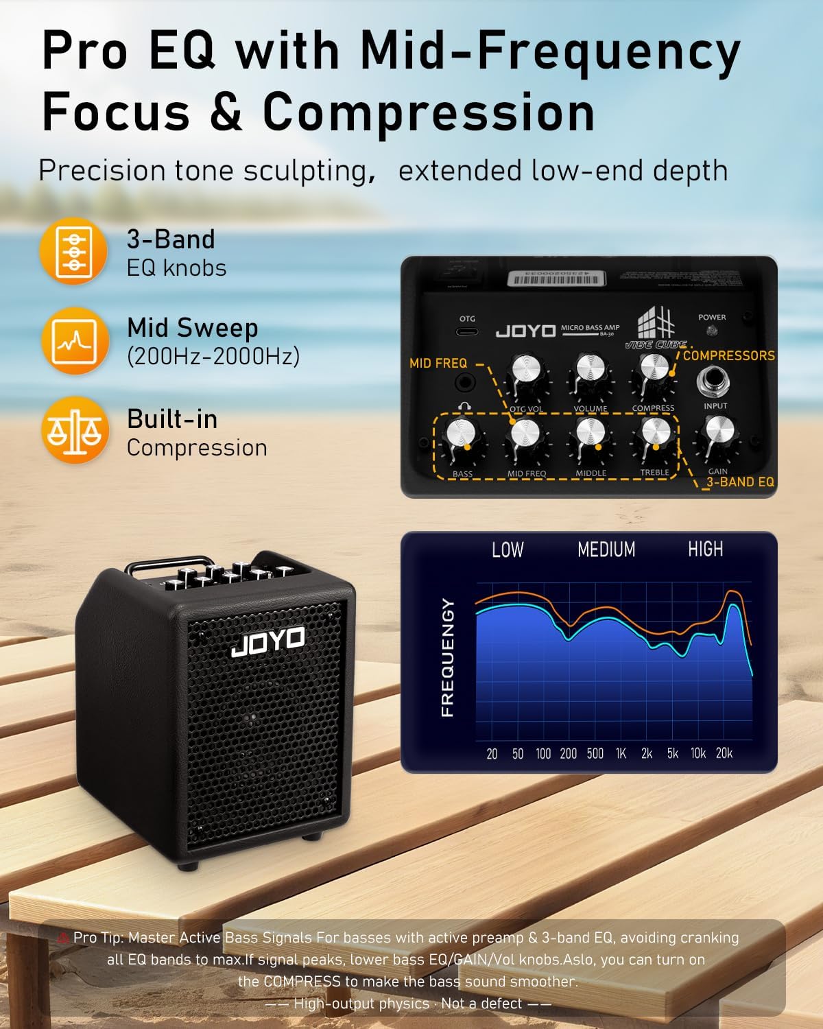 Detalle de JOYO JOYO-BA-30 BK Bass Combo Amplifier, 30W, Bluetooth 5.1 + OTG