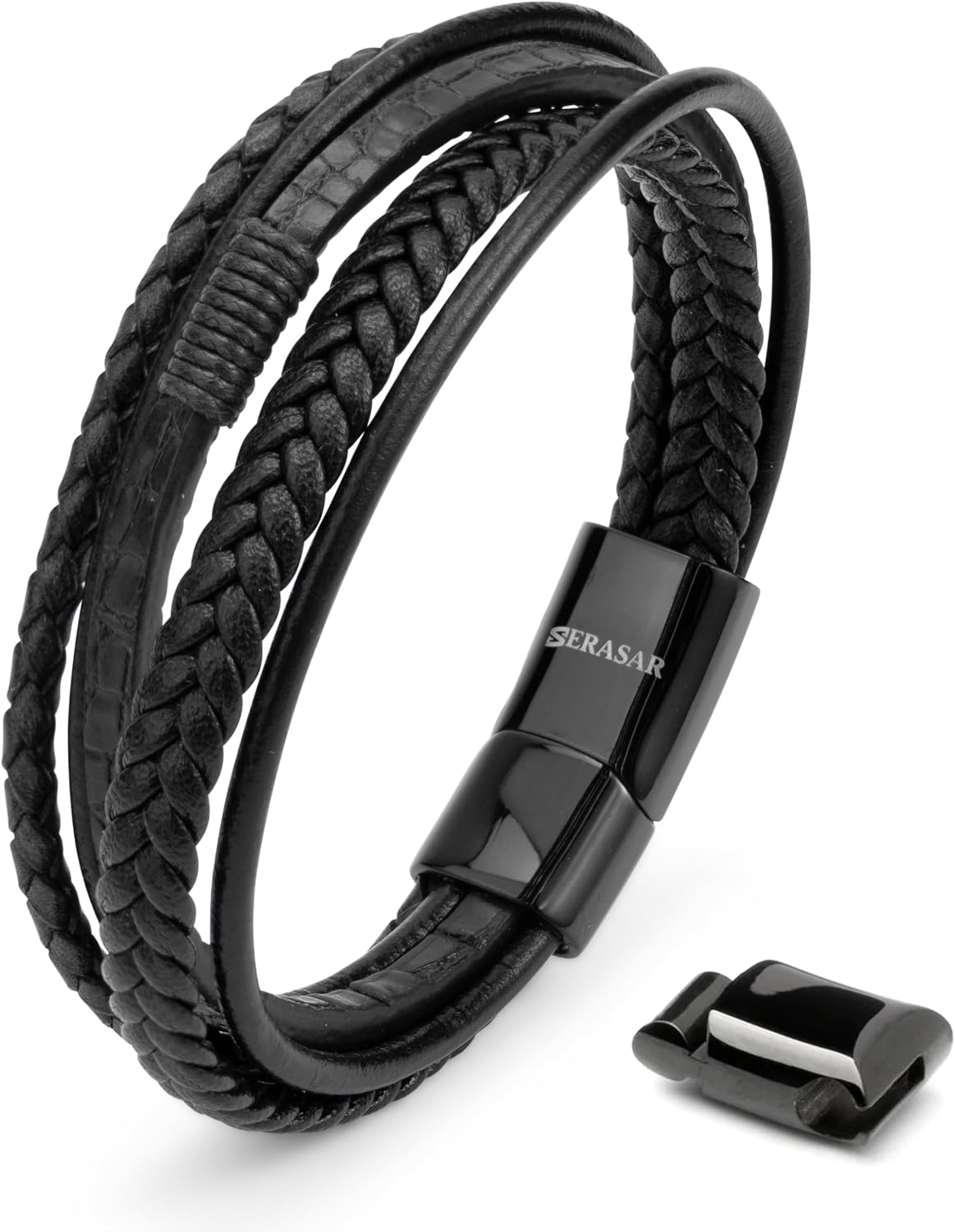 Thumbnail 6 de SERASAR Bracciale Uomo Pelle Nero Marrone