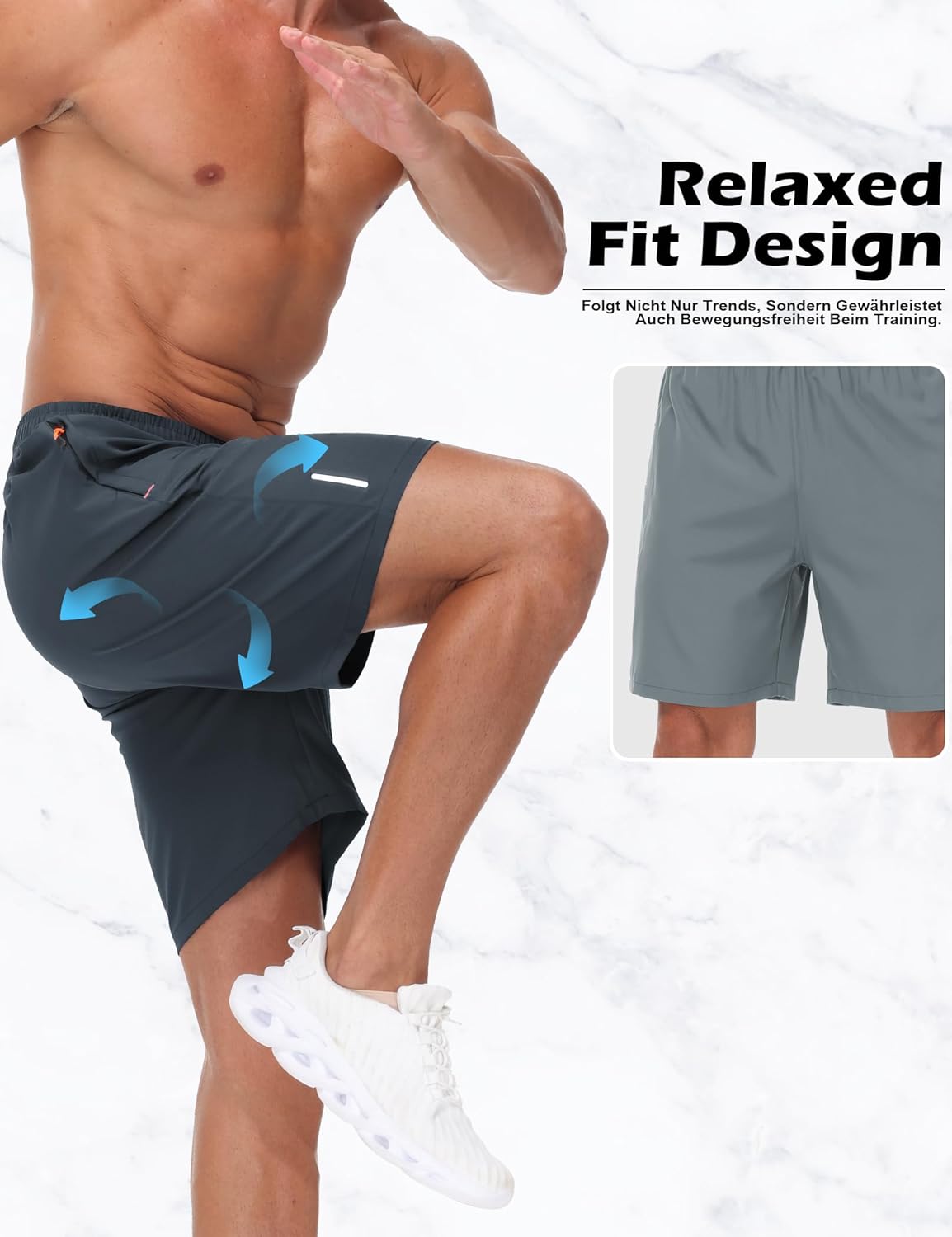 Thumbnail 2 de kuzwufs 3er Pack Sporthosen Herren – Kurze Sommer Jogginghosen mit Reißverschluss-Taschen
