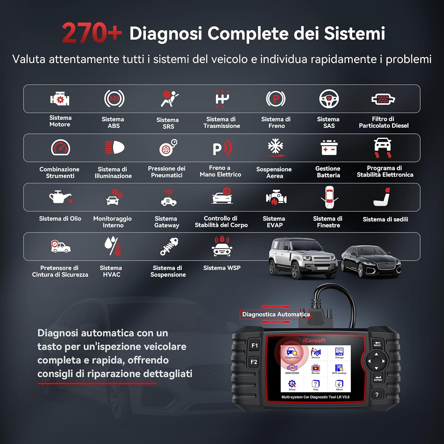 Thumbnail 1 de iCarsoft LR V3.0 Diagnosi OBD2 37 funzioni