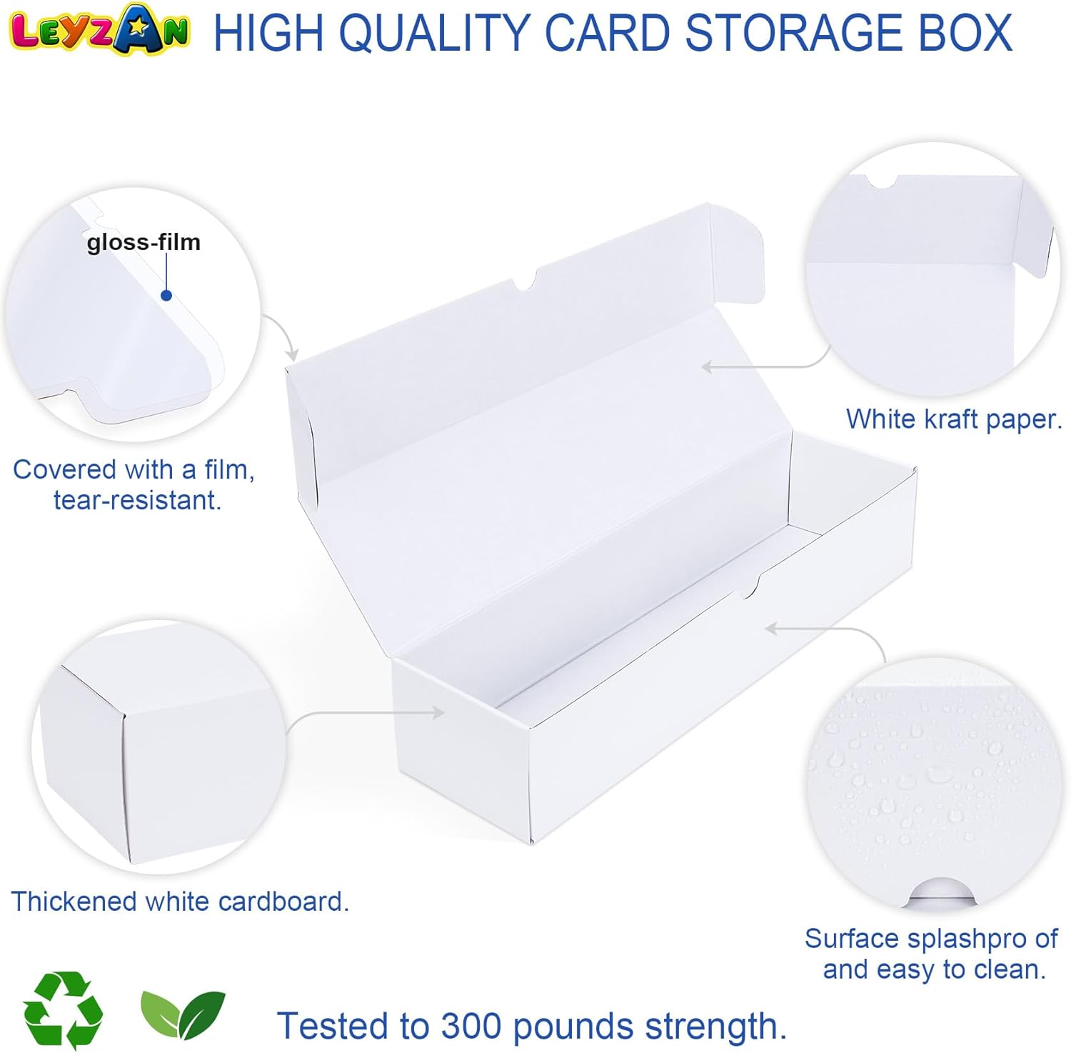 Detalle de Leyzan Trading-Card Storage Box (8-Pack, 1000 Count) with Dividers & Labels