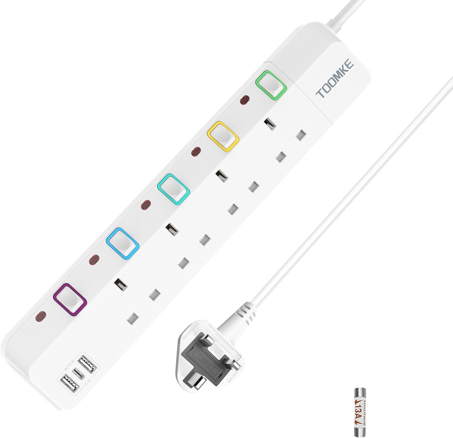 Detalle de Toomke 4 Way Plug Extension Socket 1.5m
