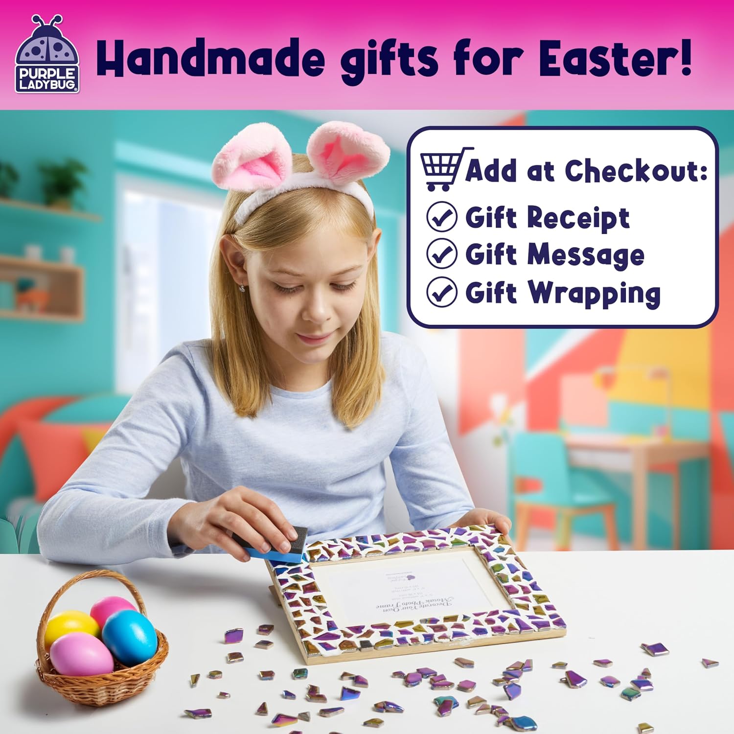 Thumbnail 1 de PURPLE LADYBUG Photo Frame Mosaic Kit 1pc