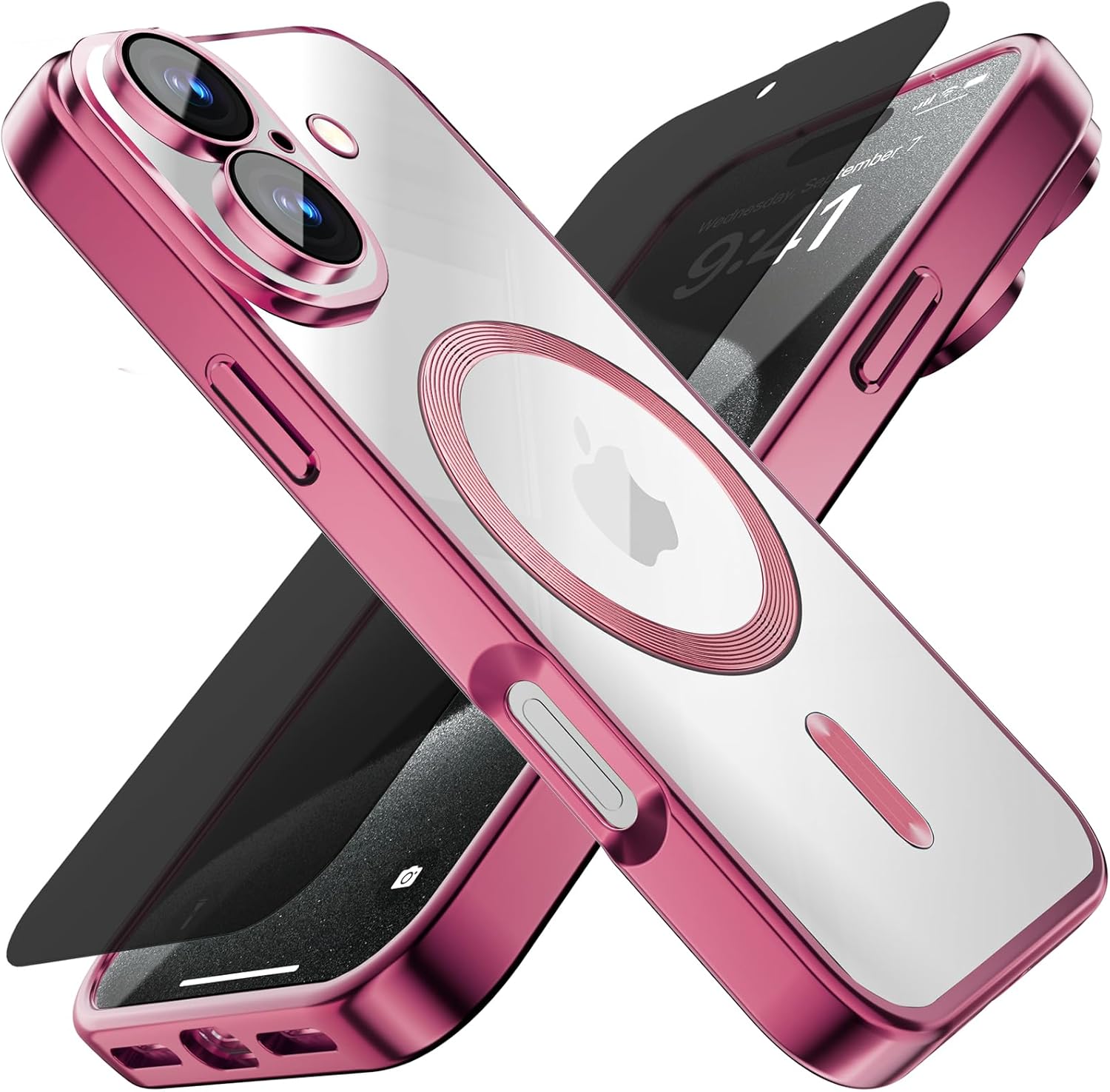 Detalle de Misscase Magnetic for iPhone 17 Clear Case with Privacy Screen Protector and Camera Lens Protector