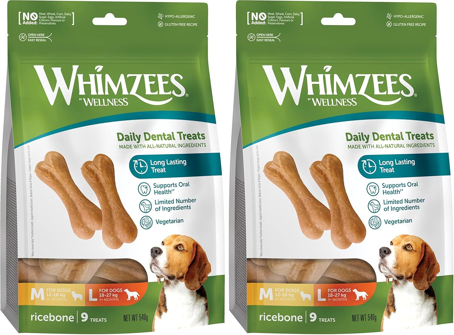 Detalle de WHIMZEES Ricebone M/L, 9 pezzi: snack masticabile per cani di taglia media e grande
