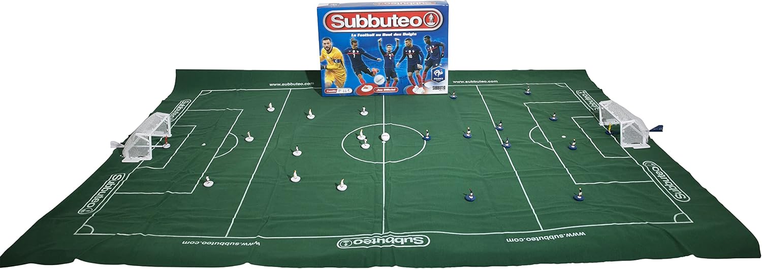 Detalle de Megableu Subbuteo FFF 678325 – gra stołowa w piłkę nożną, mata 122 × 80 cm