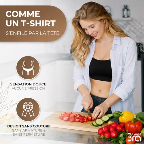 Detalle de UnsichtBra Femme Lot de 3 Soutiens-Gorge sans Armatures, Couture et Crochets | Confort quotidien (3XL)