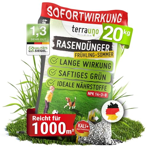 Detalle de TerraUno Rasendünger Frühjahr/Sommer I Sofortwirkung I 20 kg für 1000 m²