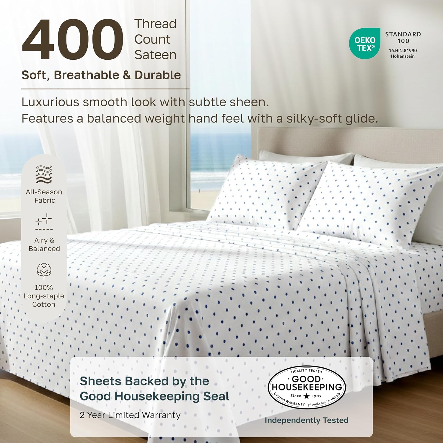 Detalle 2 de California Design Den Deep Pocket Twin Sheets Set