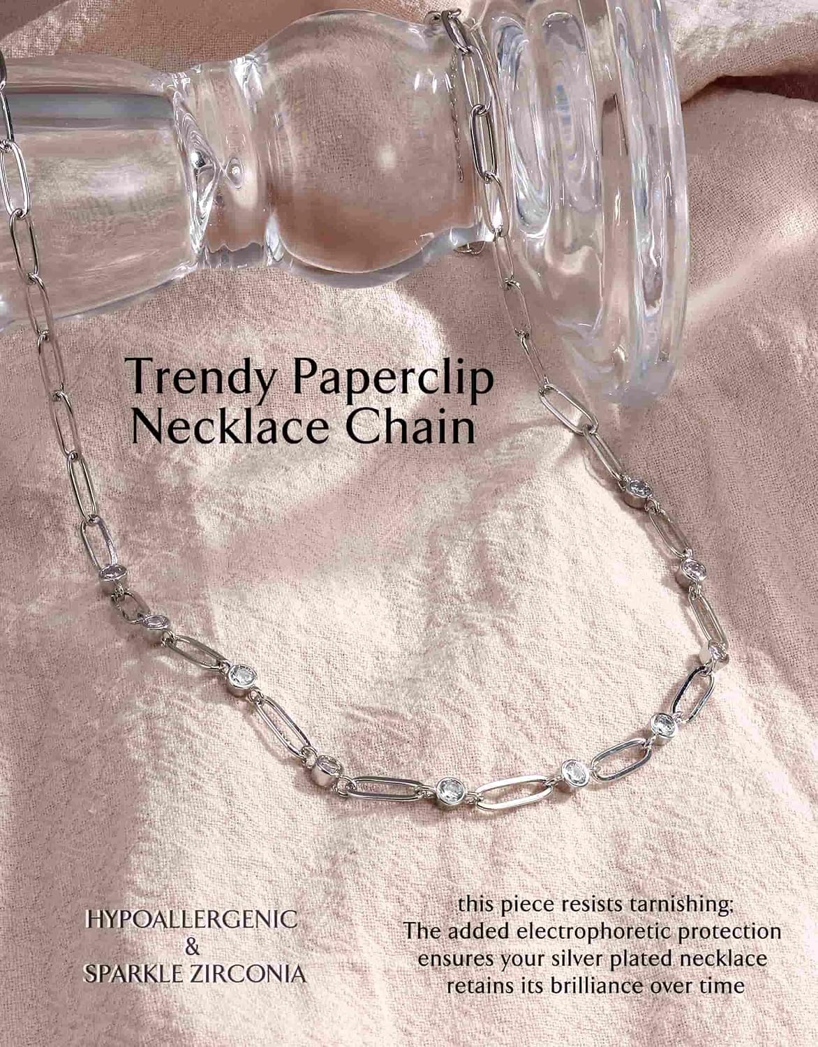Detalle 2 de BodyBonita Paperclip Collar Chain Trendy 16 Inch