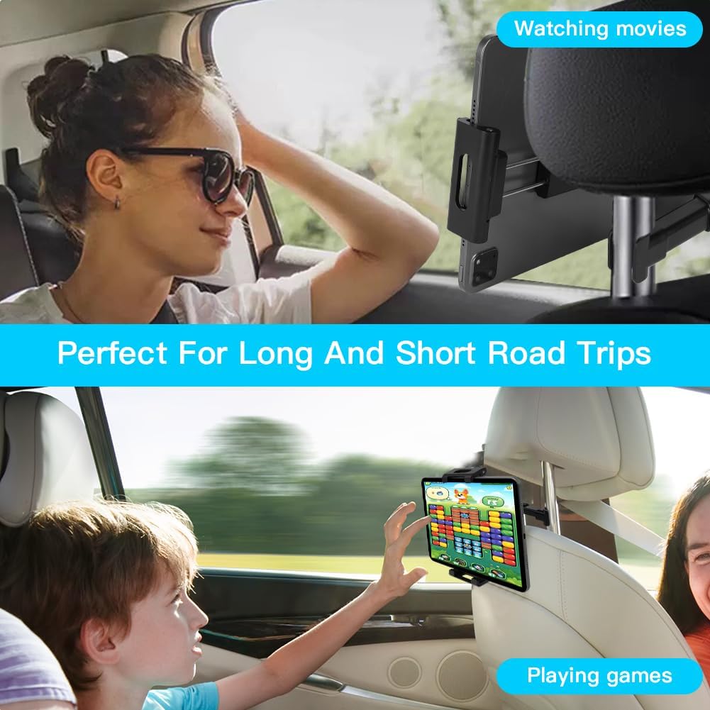 Thumbnail 5 de URAQT Car Headrest Tablet Mount: 360° Rotating Back Seat iPad Holder with Foldable Arm