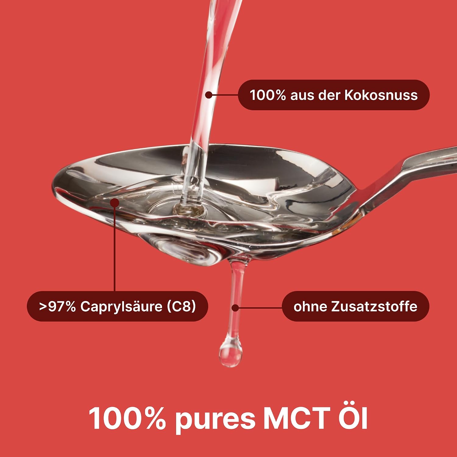 Detalle 2 de Braineffect MCT-Öl C8 (100% C8) – reiner Extrakt aus Kokosnussöl für ketogene Ernährung