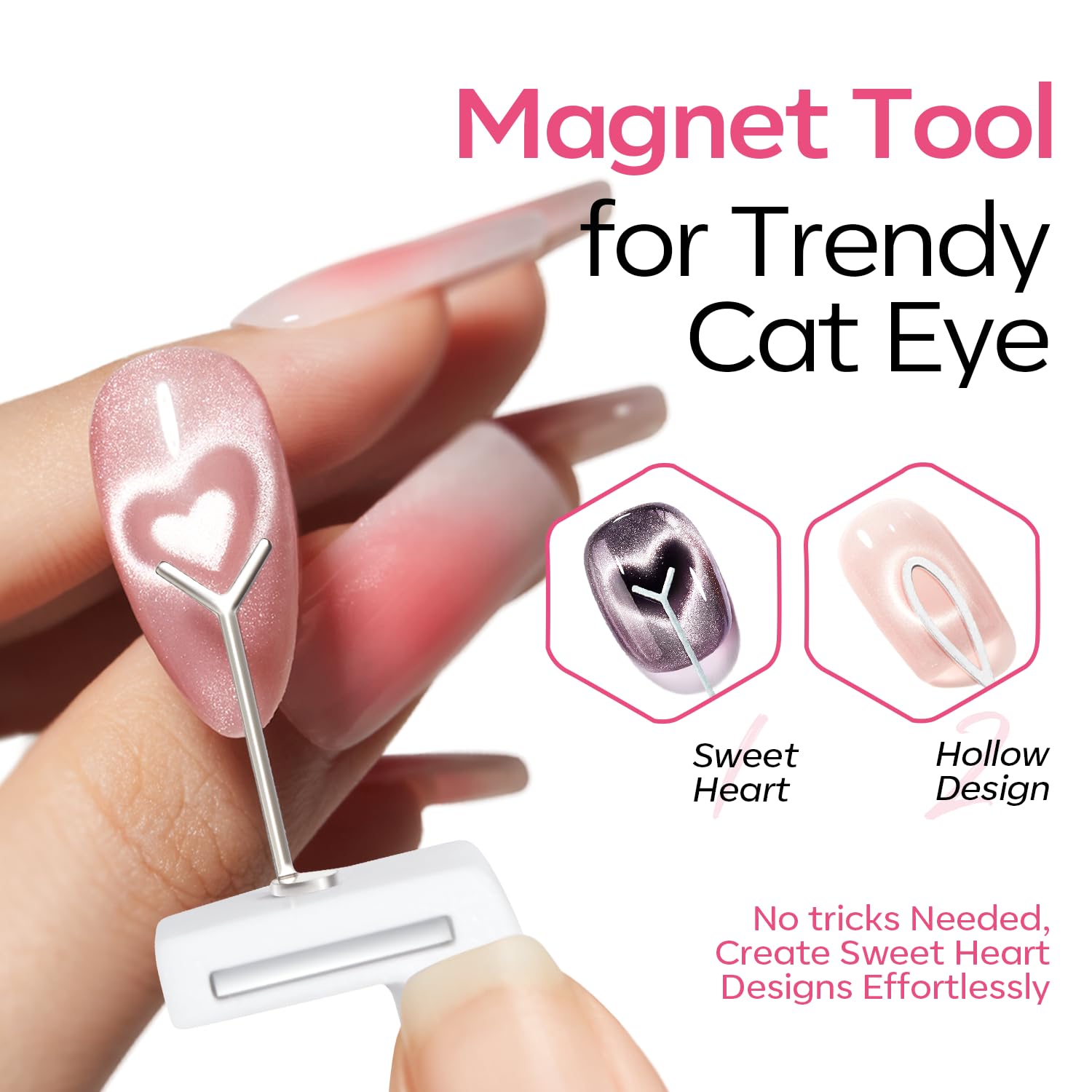Thumbnail 6 de modelones Cat Eye Magnet 5D Automatic Nail Tool, Pink 360° Rotating