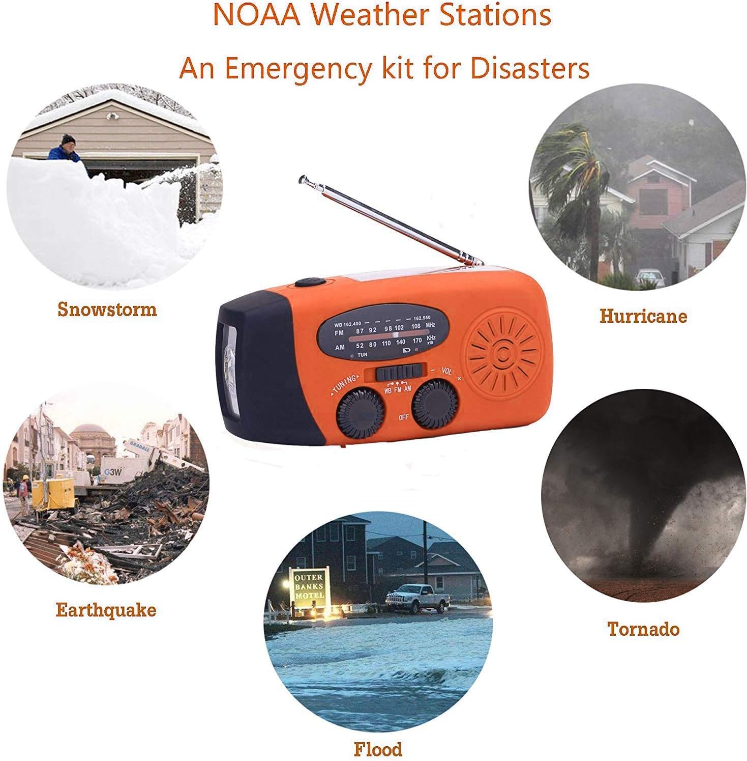 Detalle de SOLARBABY Wind Up Solar Radio – AM/FM emergency solar weather radio with hand crank