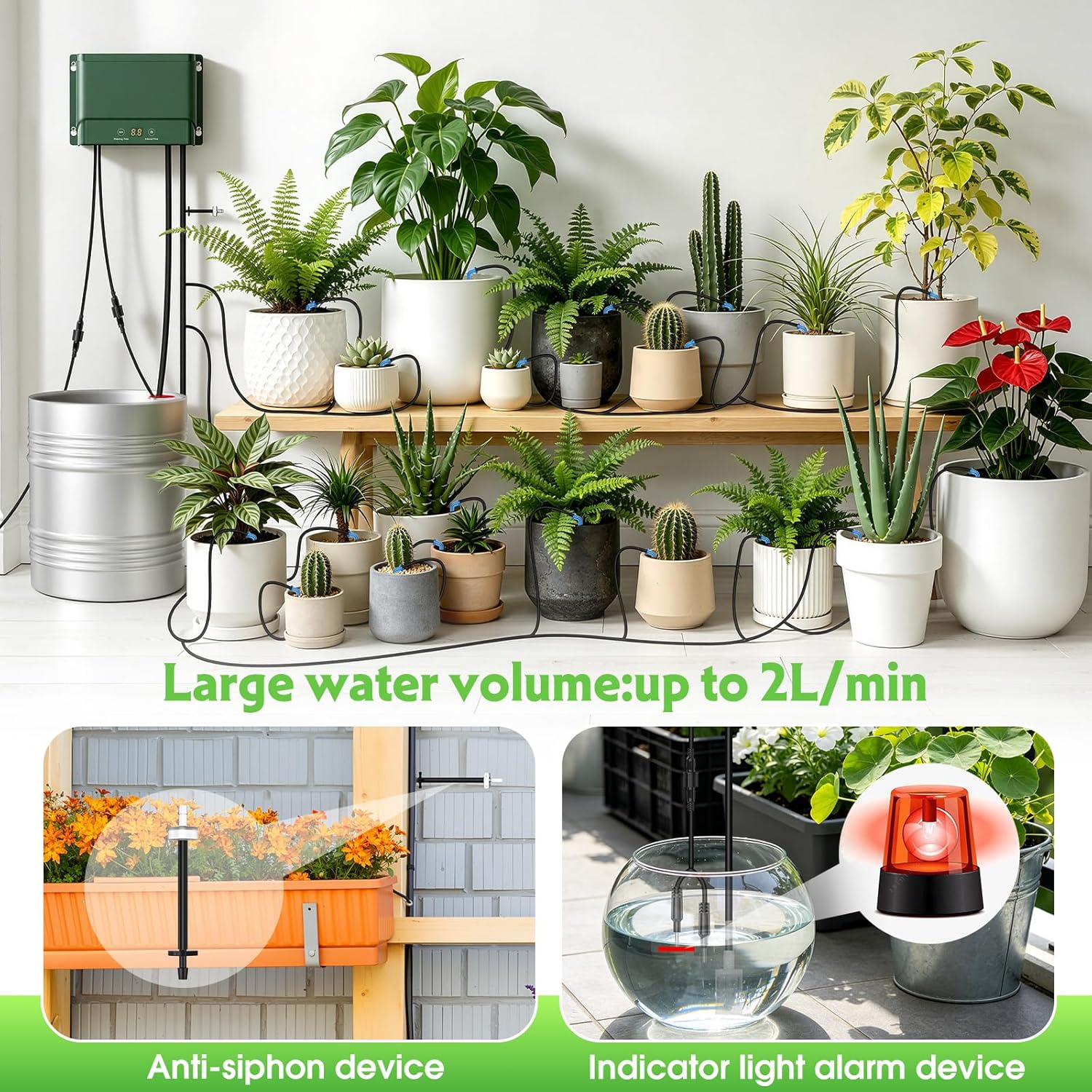Detalle de AnseTo Irrigazione Automatica Solare: kit a Goccia per Giardini, Balconi e Serre con Timer Separato