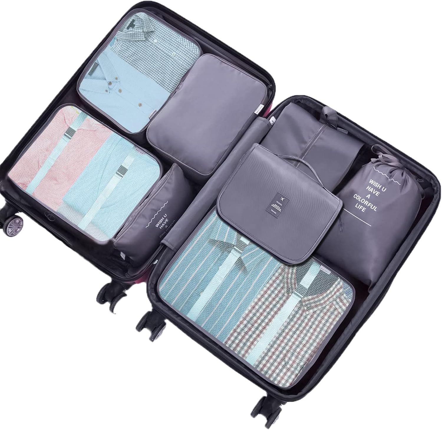 Detalle de MURISE Packing Cubes 8 pièces (6/8 tailles) — organisateur de valise pour voyages et vacances
