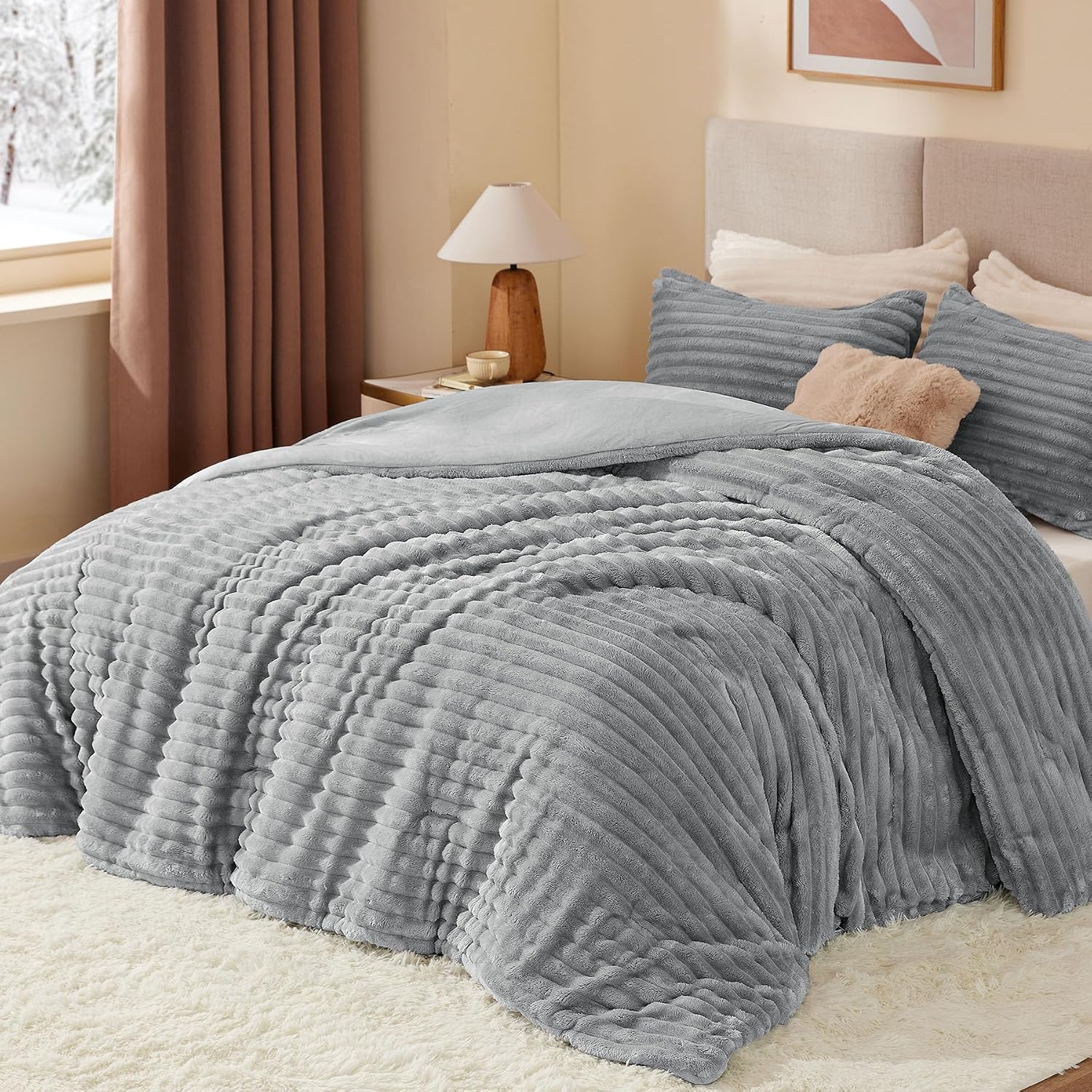 Detalle 2 de BEDELITE Queen Fleece Comforter Set 1 with Pillowcases
