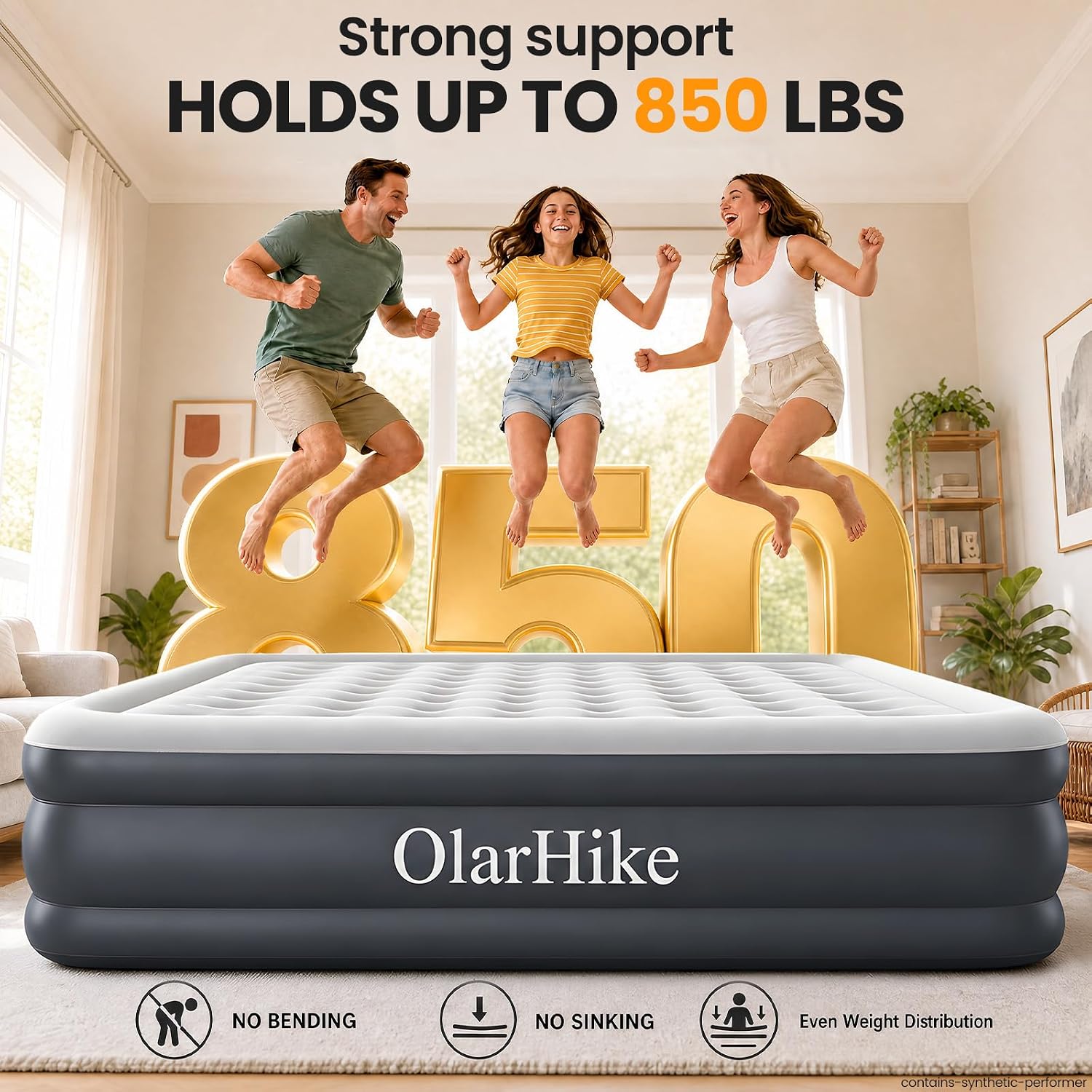 Detalle 2 de OlarHike AMH3 King Air Mattress, 20-Inch with Built-In Pump, 850-lb Capacity