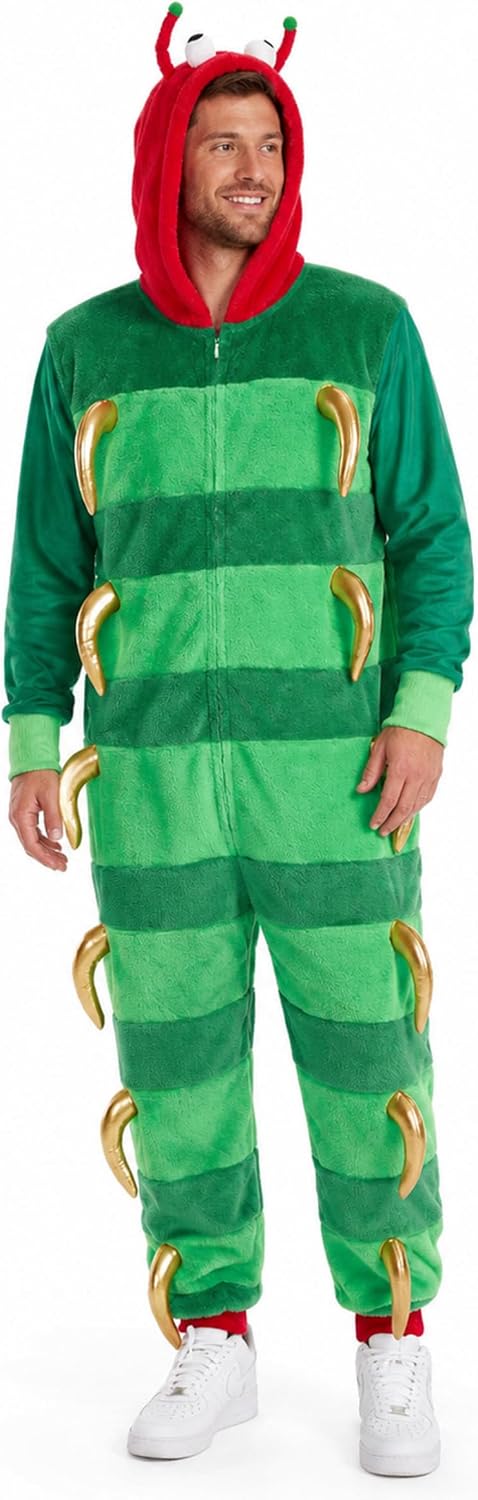 Detalle de Tipsy Elves Men's Animal Halloween Costume Jumpsuit in Faux Fur