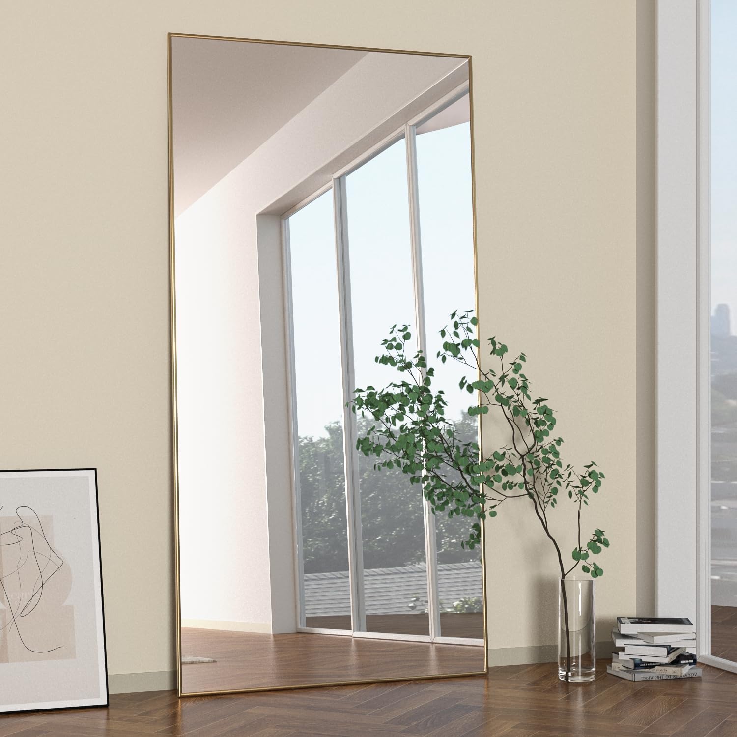 Detalle 2 de CASSILANDO Alloy Full Mir-7132-Gold staande spiegel 180 x 80 cm, goud