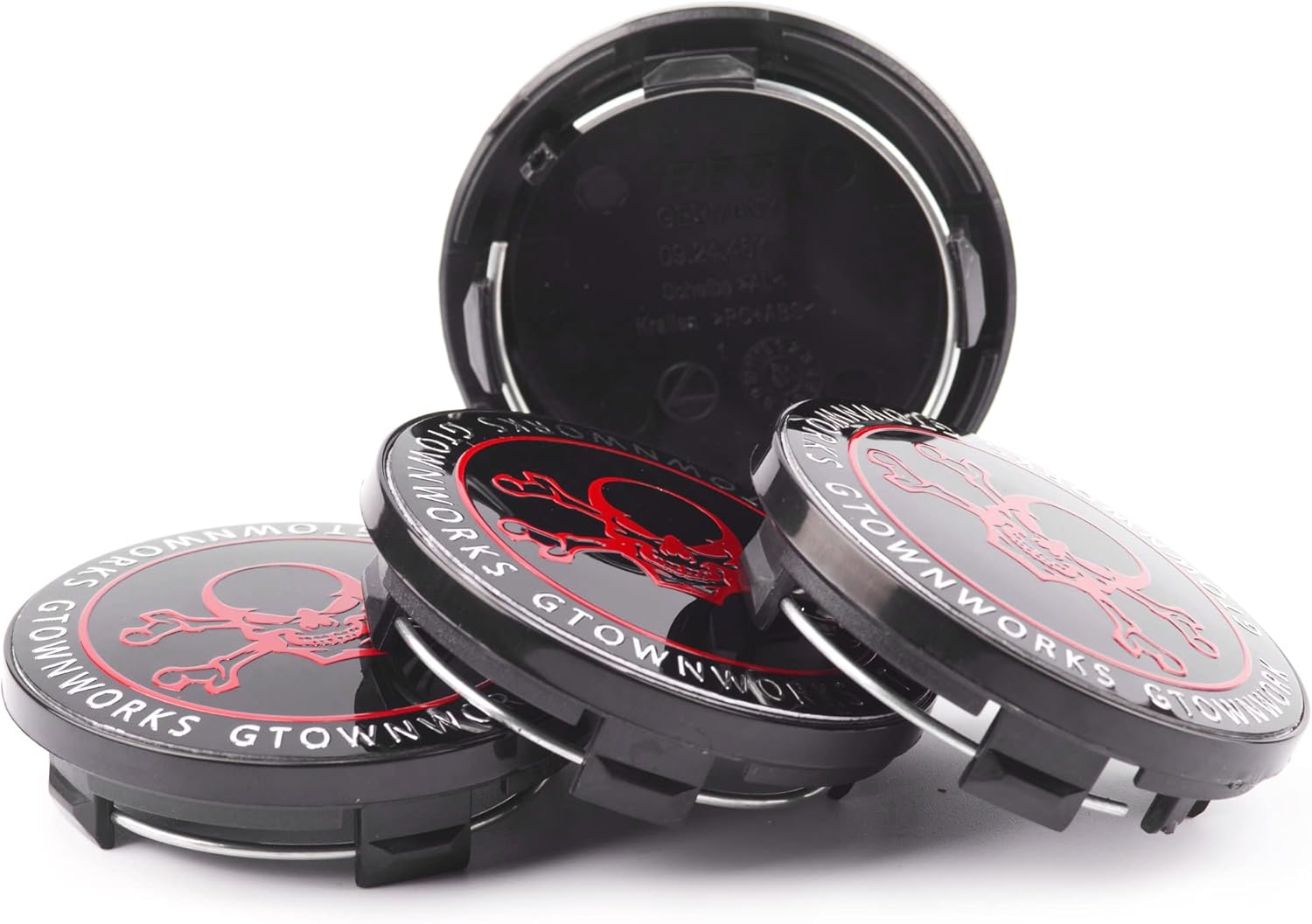 Detalle 2 de 4 x 70.6 mm Black Skull Hub Caps (AD 70.6 mm, ID 60.6 mm) – Pack of 4